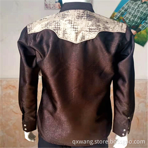 Polyester Jacquard Charro Langhülse Männer Cowboy-Hemden